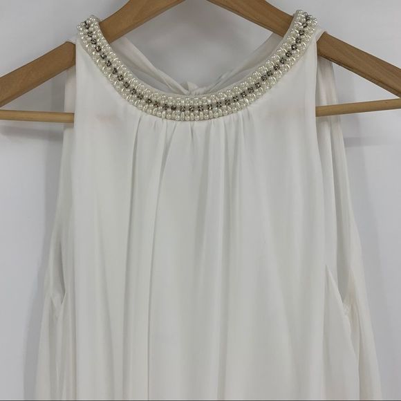 Soprano Swing Dress 9269 Small Chiffon White Beade - Picture 4 of 8